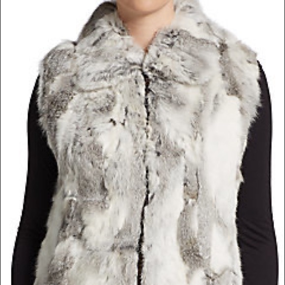 Saks Fifth Avenue Black Label Rabbit Fur Vest - Picture 2 of 4